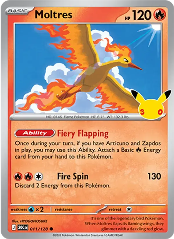 Moltres - 011/158 - 30th Celebration
