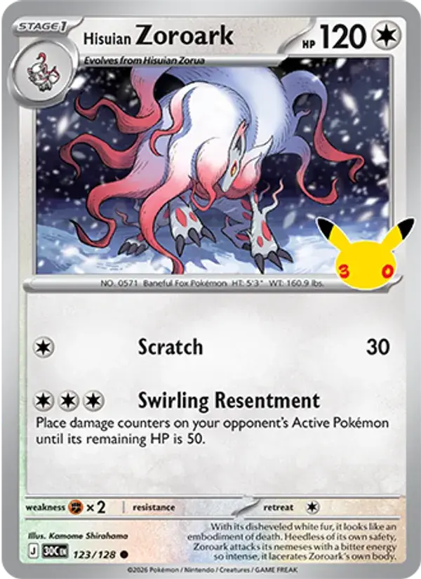 Hisuian Zoroark - 123/158 - 30th Celebration