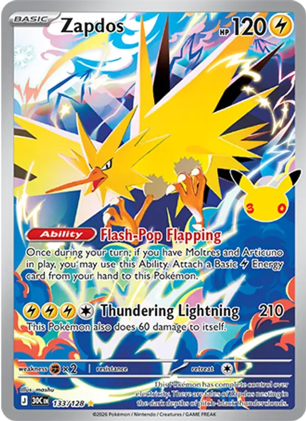 Zapdos - 133/158 - 30th Celebration