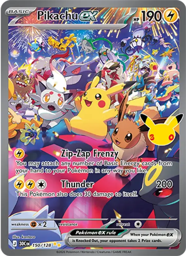 Pikachu ex - 150/158 - 30th Celebration