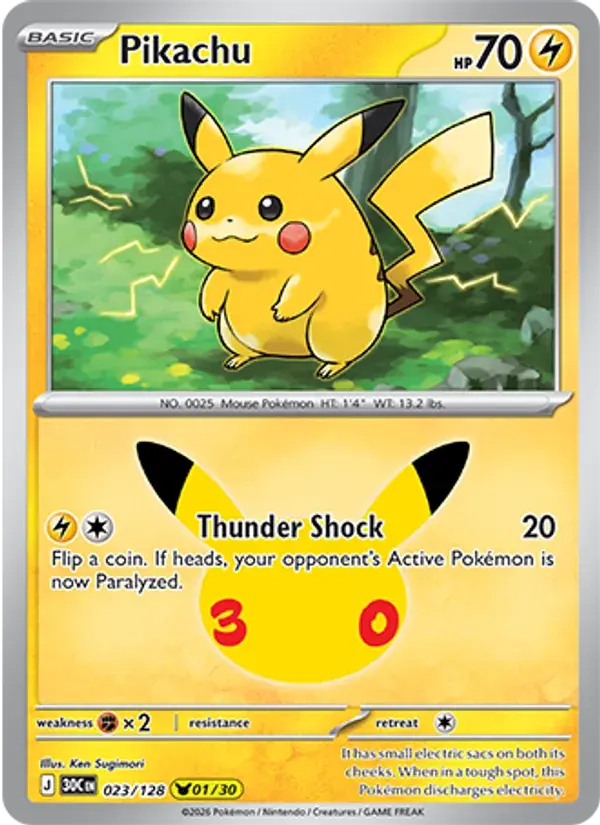 Pikachu - 023/158 - 30th Celebration