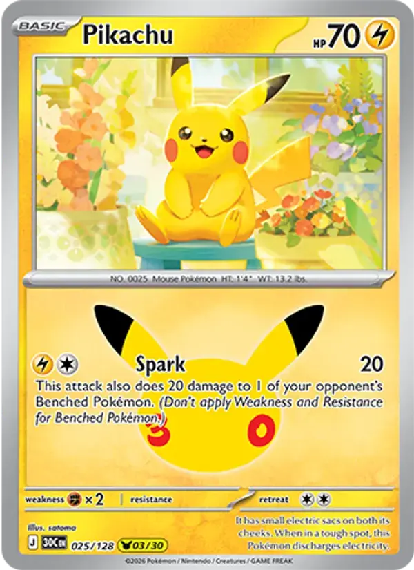 Pikachu - 025/158 - 30th Celebration