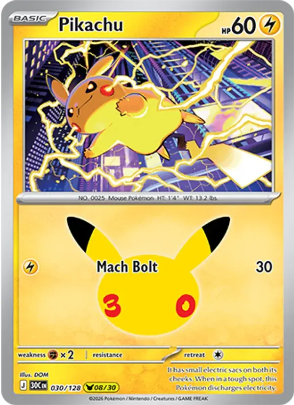 Pikachu - 030/158 - 30th Celebration