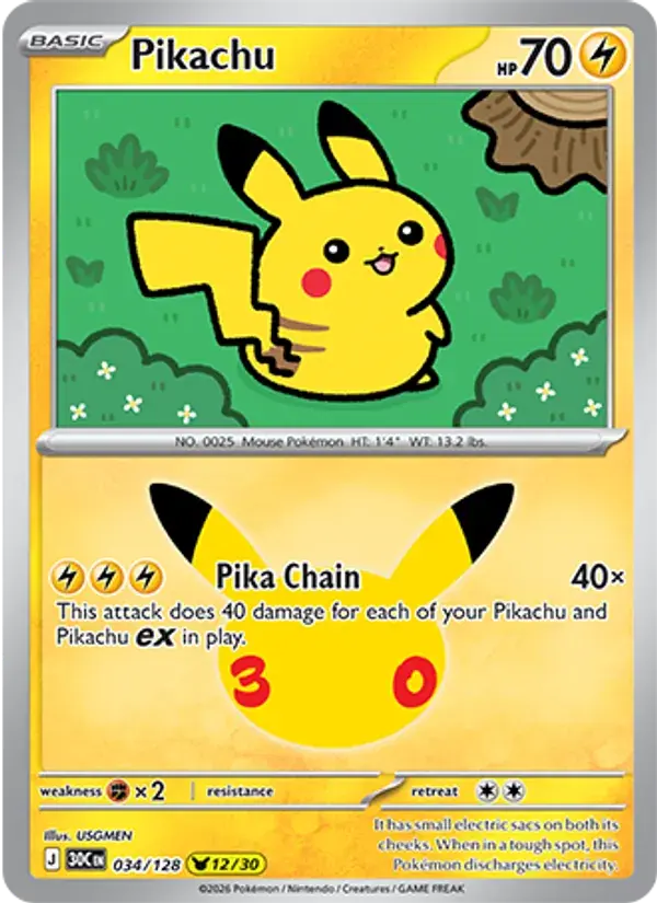 Pikachu - 034/158 - 30th Celebration