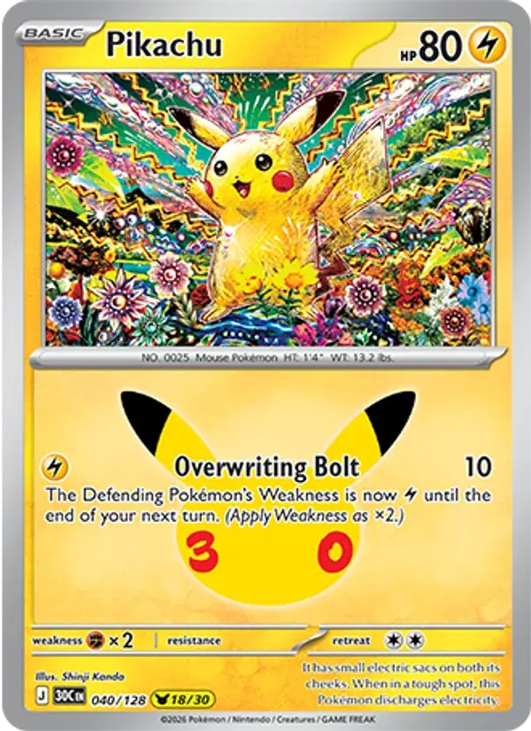 Pikachu - 040/158 - 30th Celebration