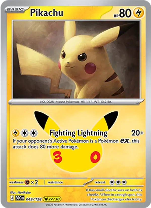 Pikachu - 049/158 - 30th Celebration