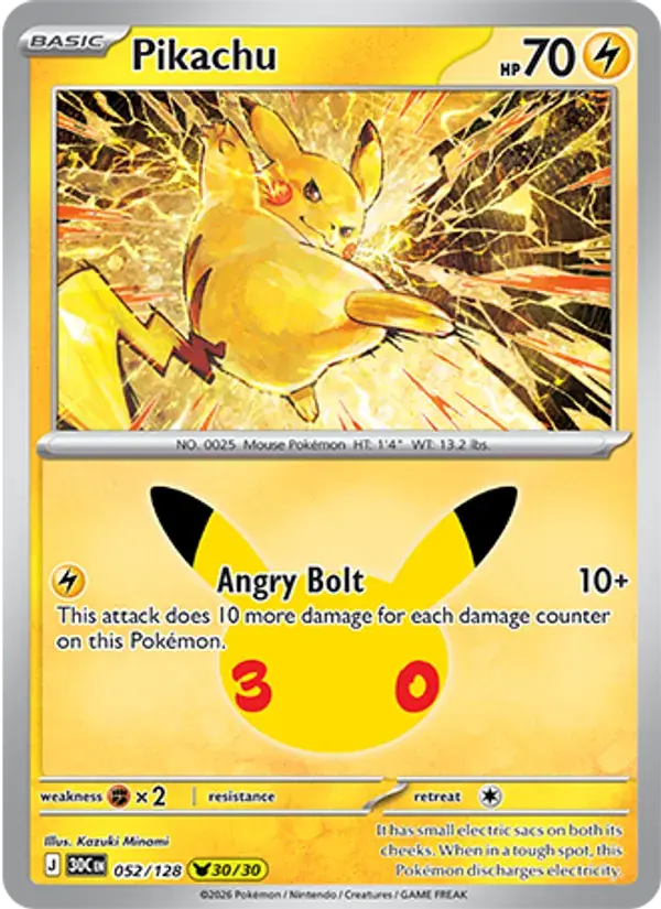 Pikachu - 052/158 - 30th Celebration