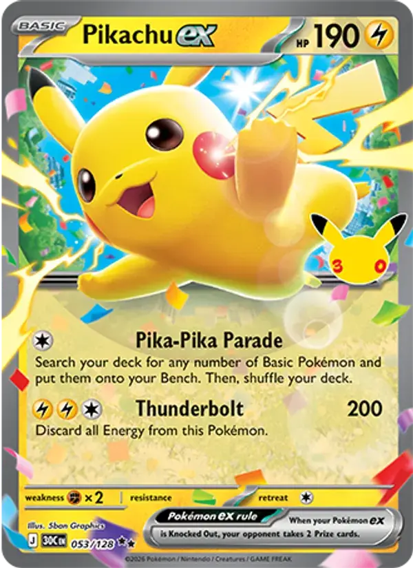 Pikachu ex - 053/158 - 30th Celebration