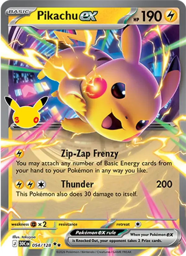 Pikachu ex - 054/158 - 30th Celebration