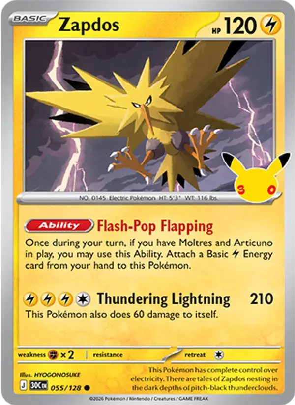 Zapdos - 055/158 - 30th Celebration