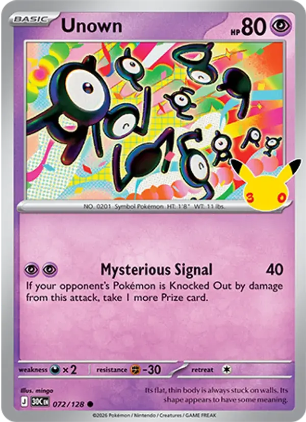 Unown - 072/158 - 30th Celebration