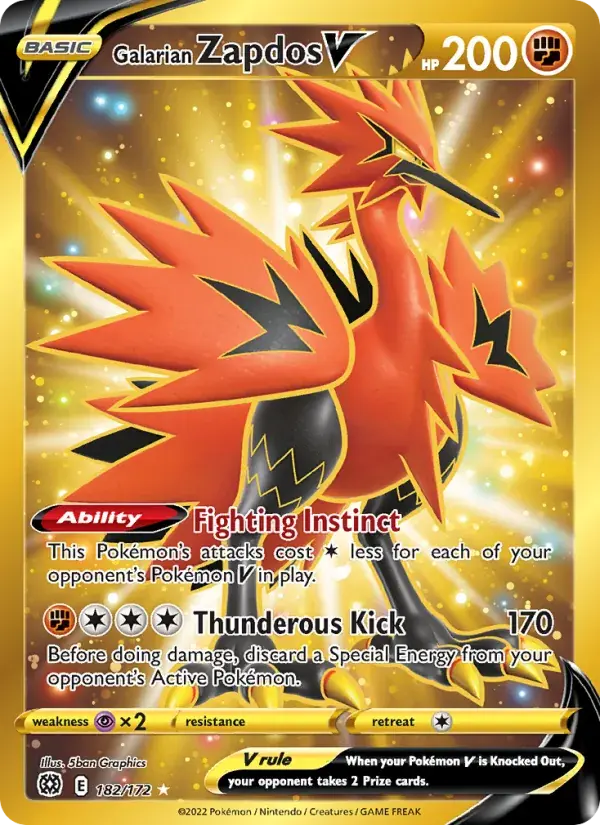 Galarian Zapdos V - 182/186 - Brilliant Stars