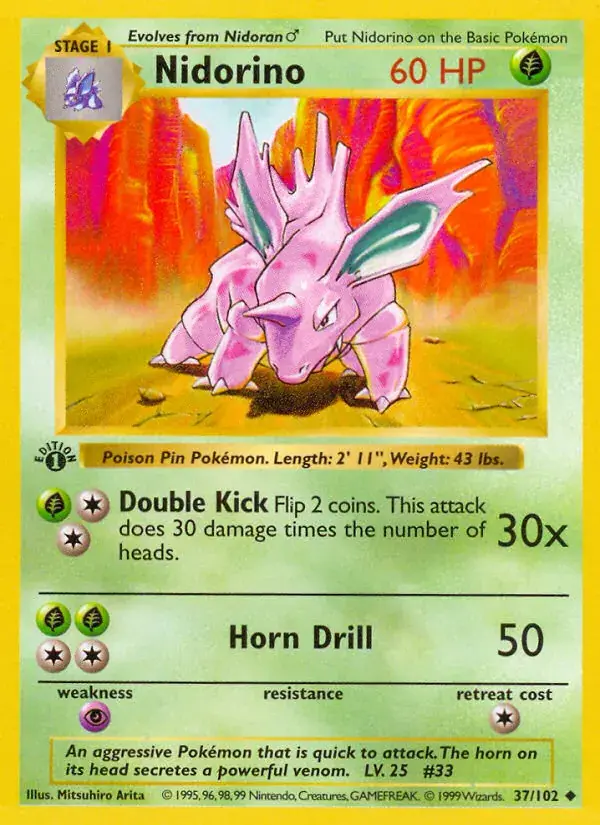 Nidorino - 37/102 - Base Set