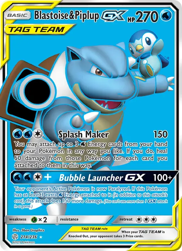 Blastoise & Piplup GX - 214/271 - Cosmic Eclipse