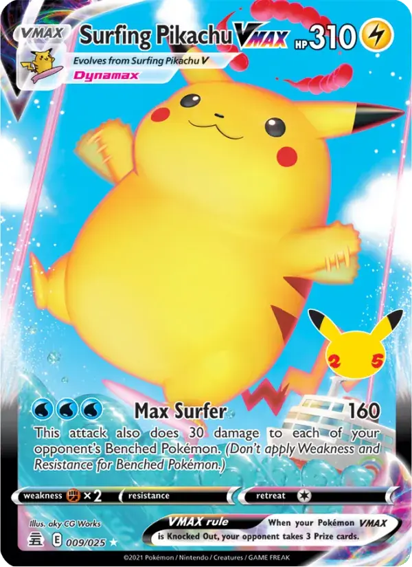 Surfing Pikachu VMAX - 9/25 - Celebrations
