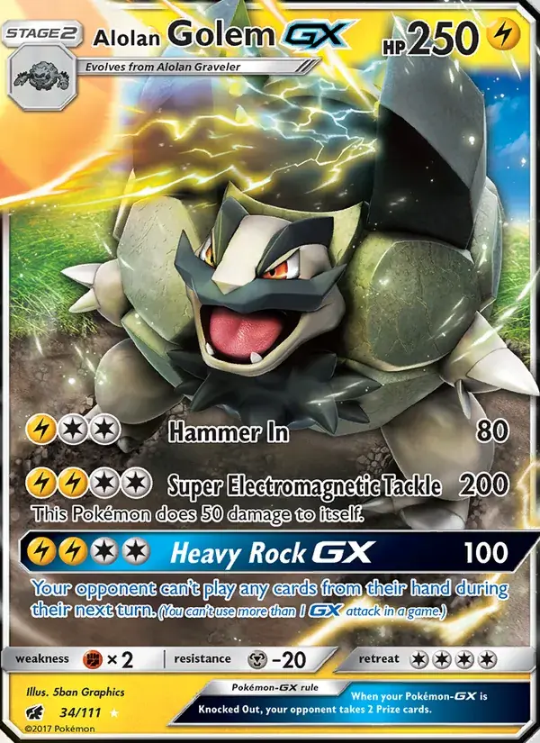 Alolan Golem GX - 34/125 - Crimson Invasion