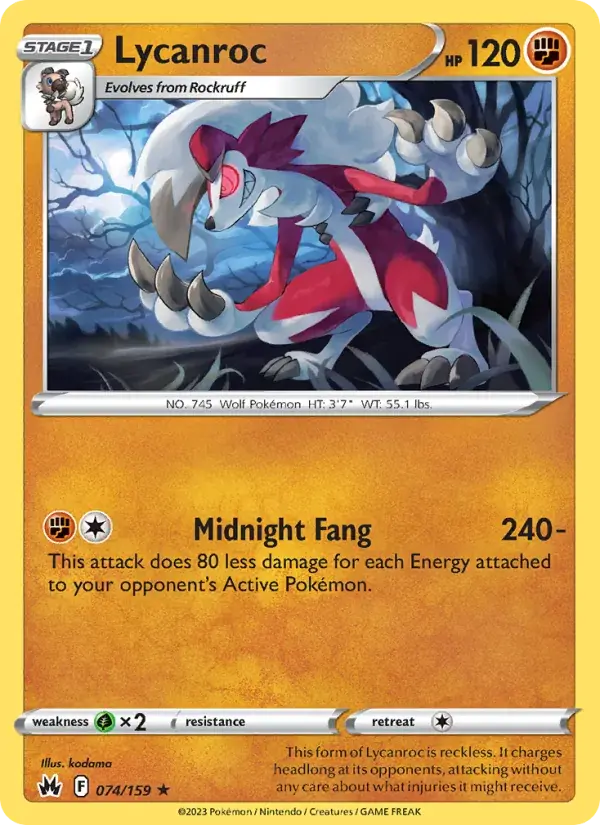 Lycanroc - 074/160 - Crown Zenith