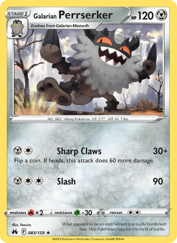Galarian Perrserker - 085/160 - Crown Zenith