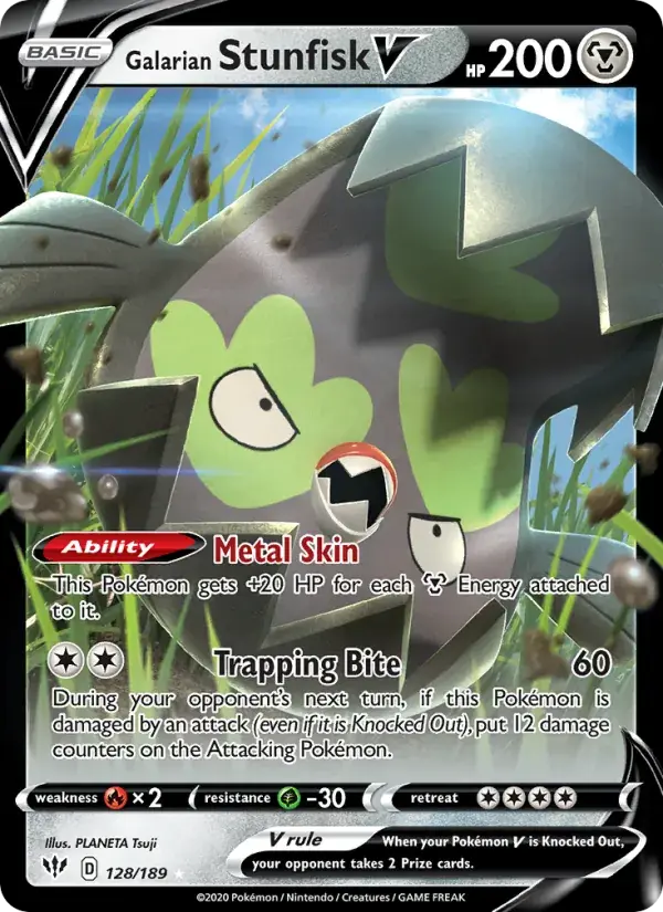 Galarian Stunfisk V - 128/201 - Darkness Ablaze