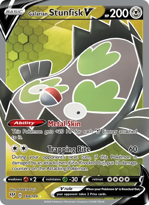Galarian Stunfisk V - 184/201 - Darkness Ablaze