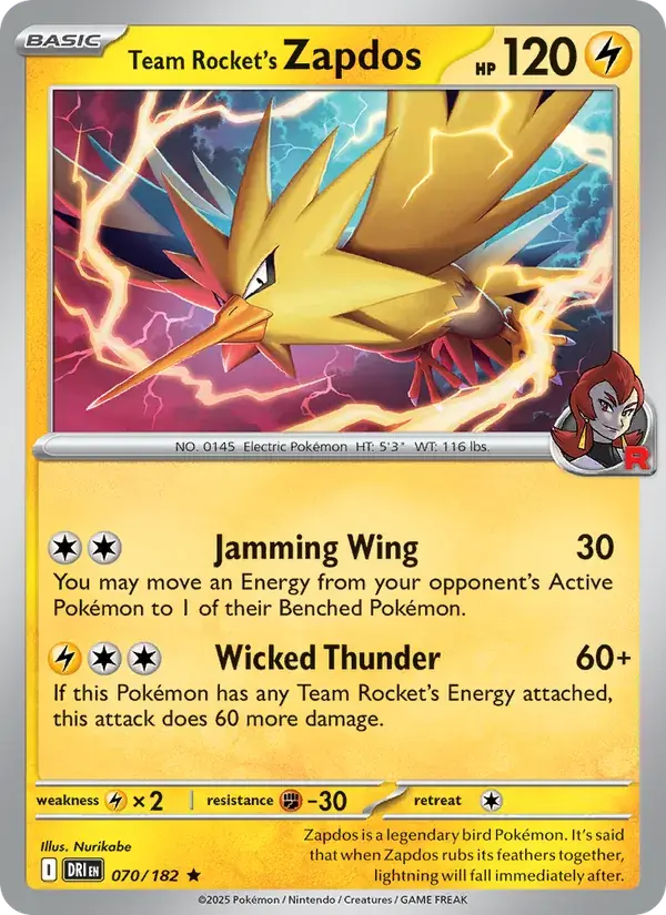 Team Rocket's Zapdos - 070/244 - Destined Rivals