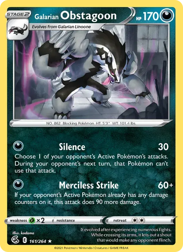 Galarian Obstagoon - 161/284 - Fusion Strike