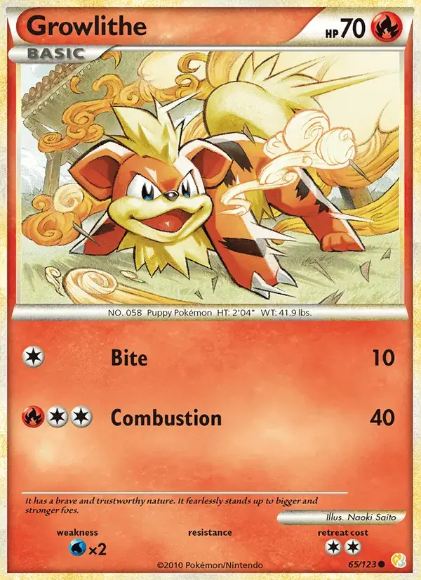 Growlithe - 65/124 - HeartGold SoulSilver