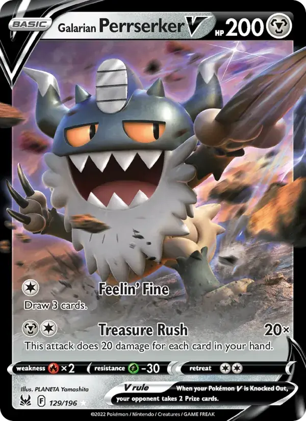 Galarian Perrserker V - 129/217 - Lost Origin