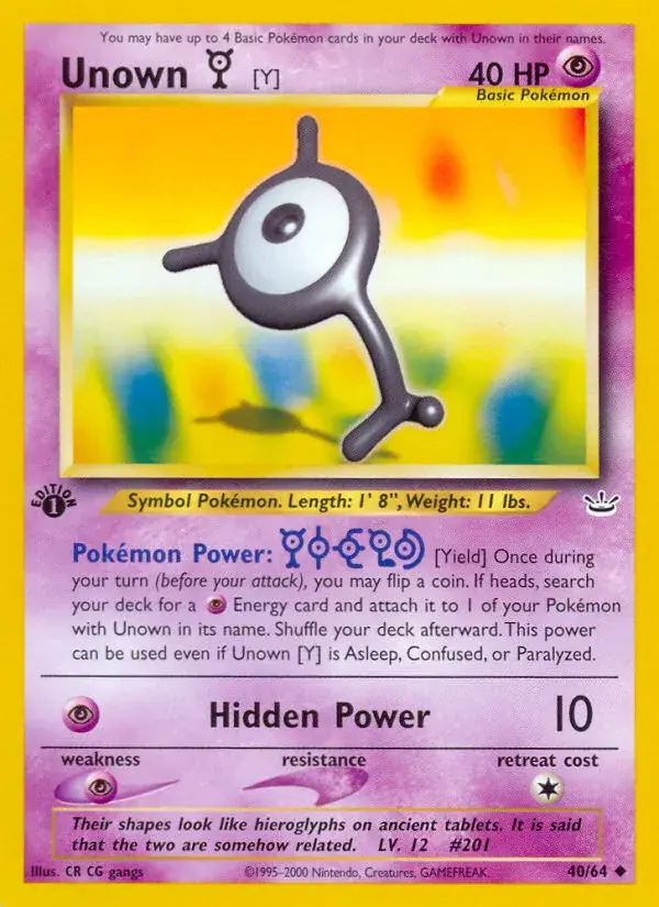 Unown [Y] - 40/66 - Neo Revelation
