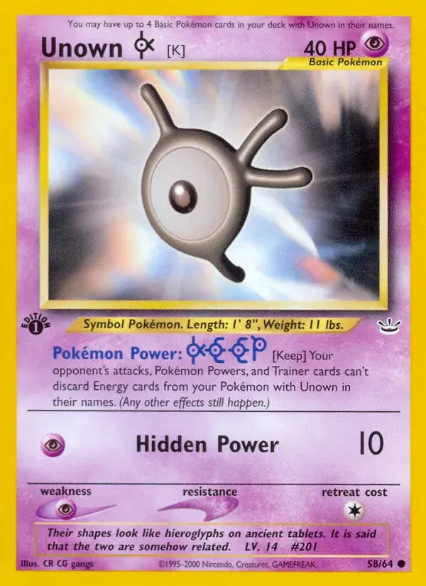 Unown [K] - 58/66 - Neo Revelation