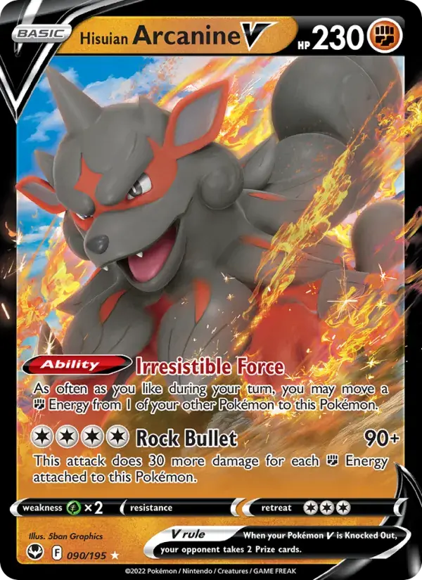 Hisuian Arcanine V - 090/215 - Silver Tempest