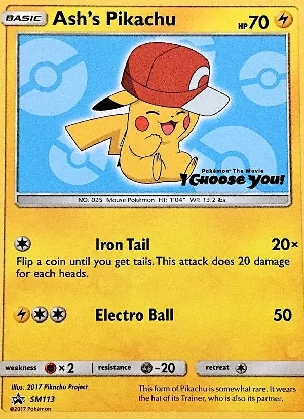 Pikachu de Sacha - SM113/248 - Promo SM