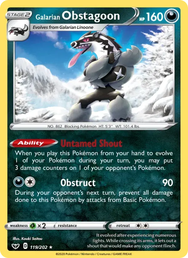 Galarian Obstagoon - 119/216 - Sword & Shield