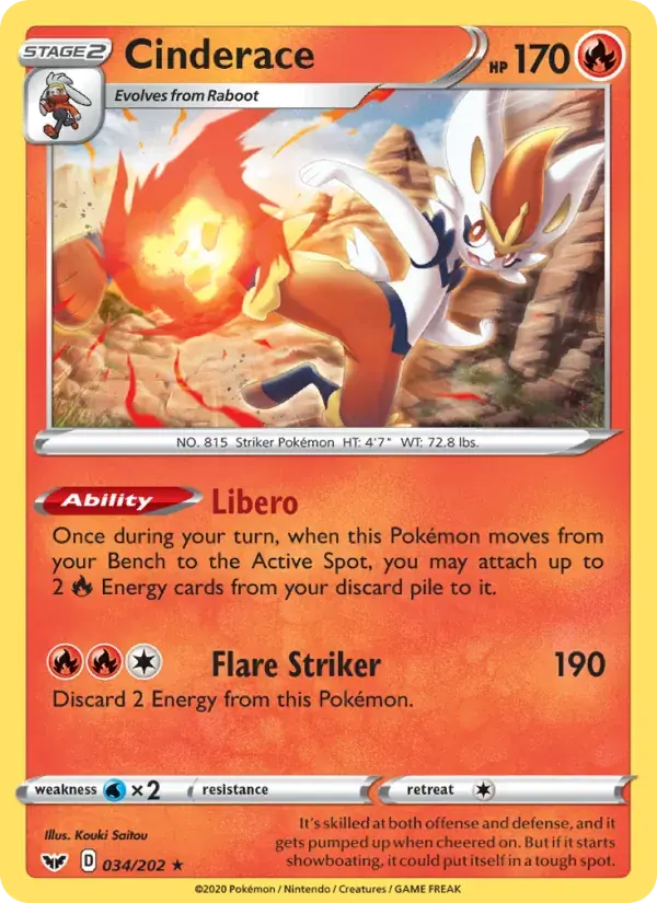 Cinderace - 34/216 - Sword & Shield