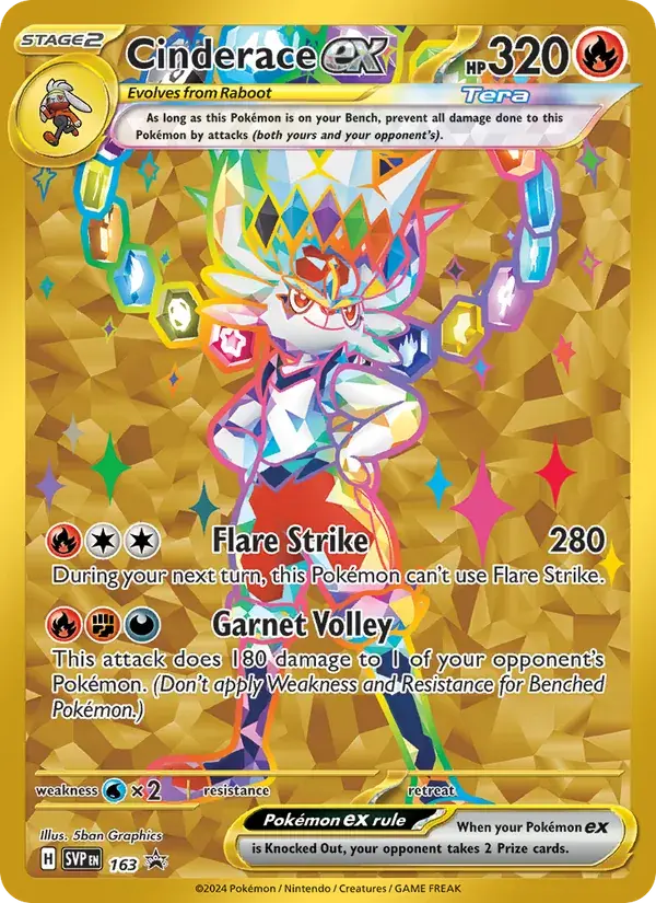 Cinderace ex - 163/226 - SVP Black Star Promos