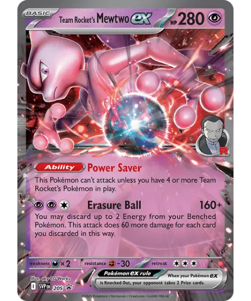 Mewtwo-ex de la Team Rocket - 205/225 - SVP Black Star Promos