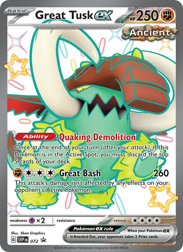 Great Tusk ex - 072/226 - SVP Black Star Promos