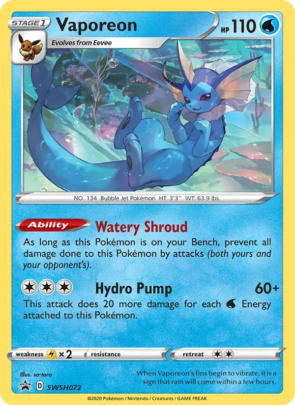 Vaporeon - SWSH072/307 - SWSH Black Star Promos