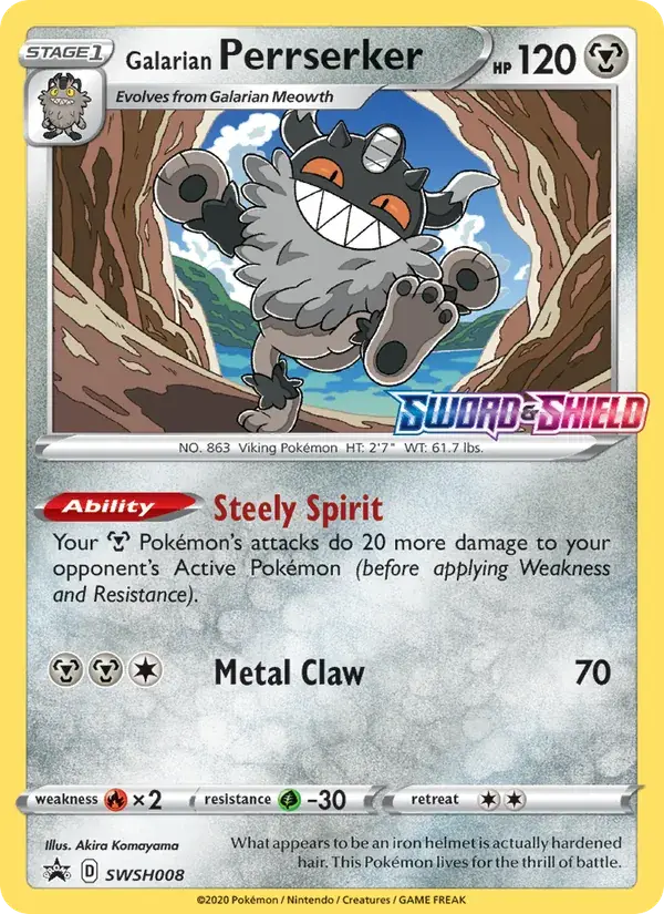 Galarian Perrserker - SWSH008/307 - SWSH Black Star Promos