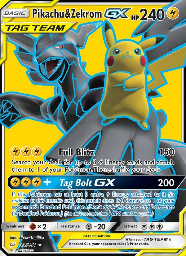 Pikachu & Zekrom GX - 162/196 - Team Up