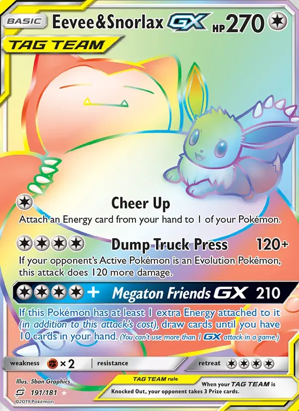 Eevee & Snorlax GX - 191/196 - Team Up