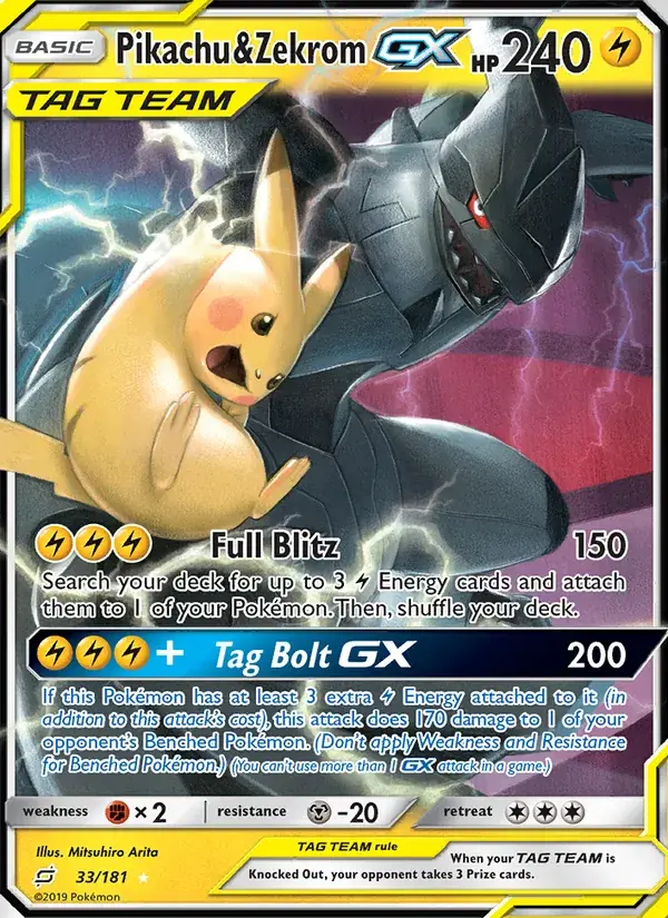 Pikachu & Zekrom GX - 33/196 - Team Up