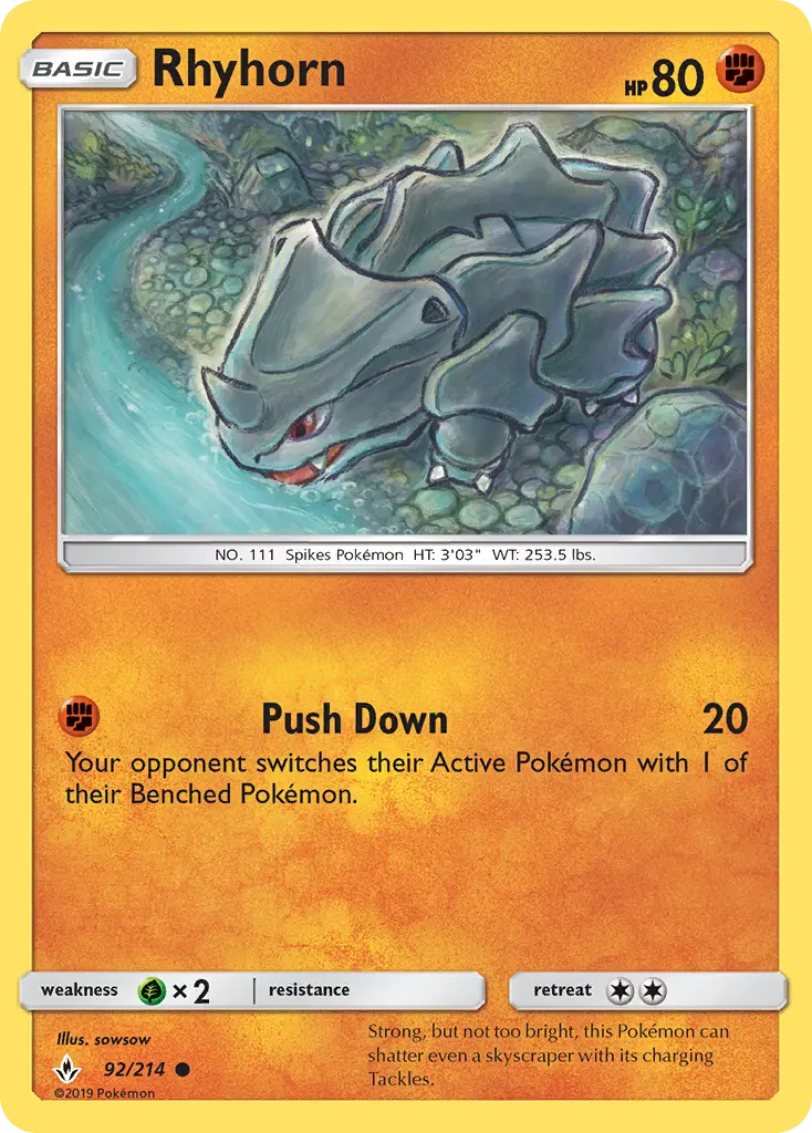 Rhyhorn - UNB-92/234 - Alliance Infaillible