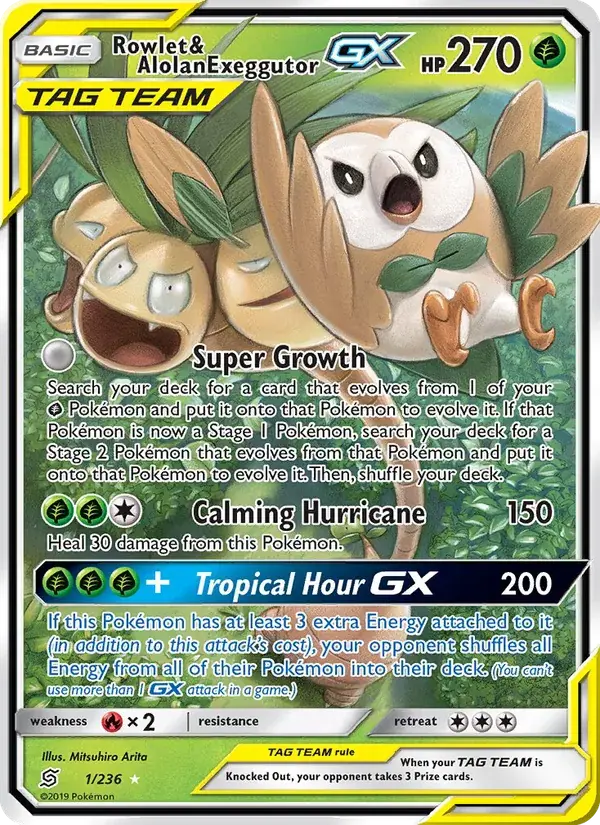 Rowlet & Alolan Exeggutor GX - 1/258 - Unified Minds