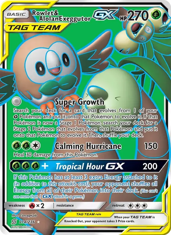 Rowlet & Alolan Exeggutor GX - 214/258 - Unified Minds