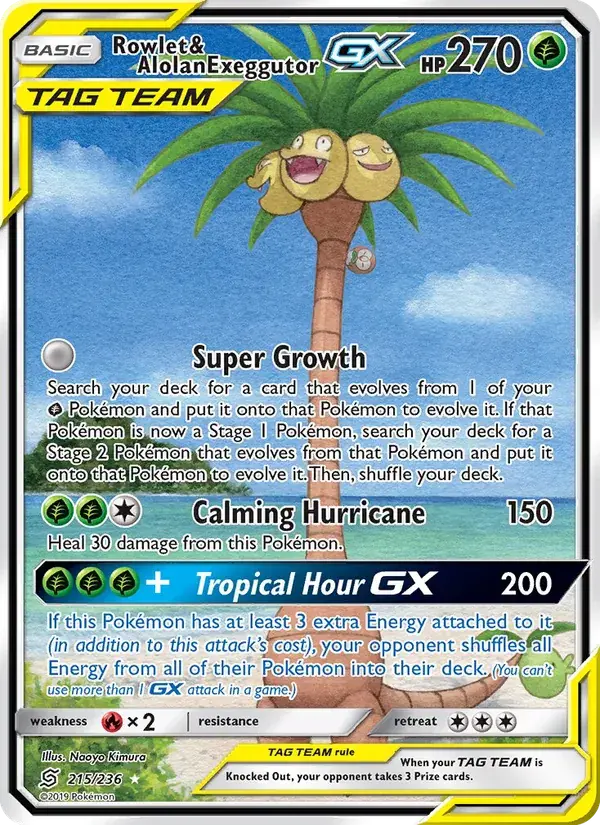 Rowlet & Alolan Exeggutor GX - 215/258 - Unified Minds