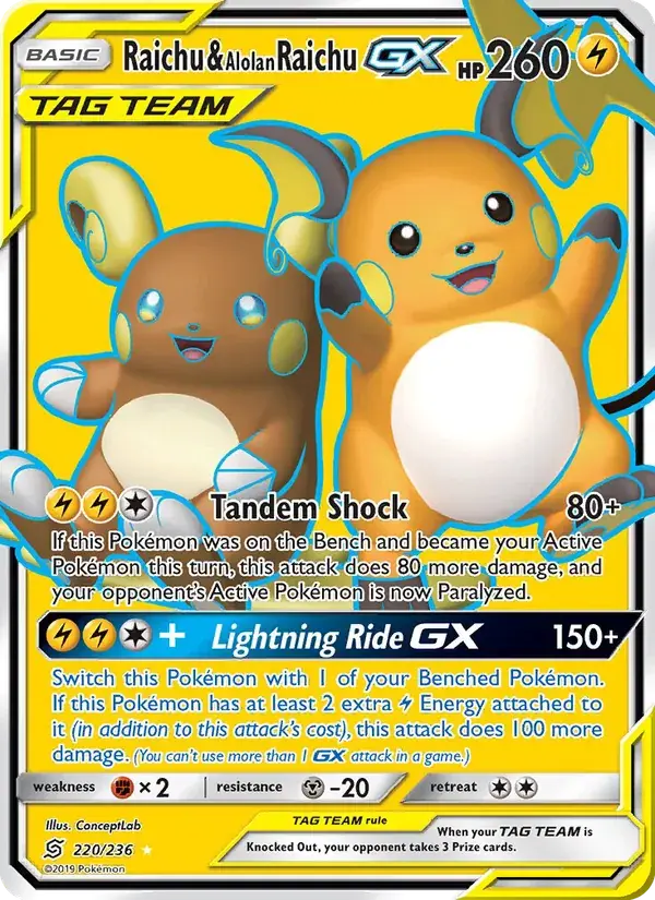 Raichu & Alolan Raichu GX - 220/258 - Unified Minds