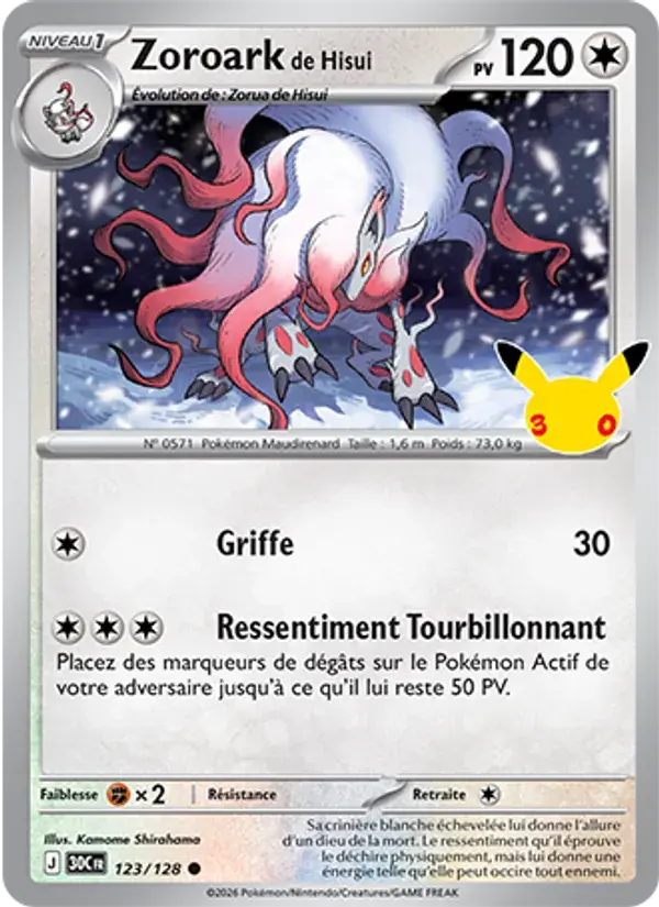 Zoroark de Hisui - 123/158 - 30ᵉ Anniversaire