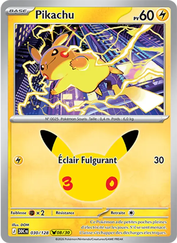 Pikachu - 030/158 - 30ᵉ Anniversaire