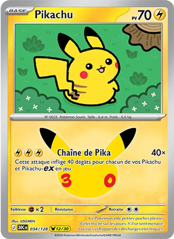 Pikachu - 034/158 - 30ᵉ Anniversaire